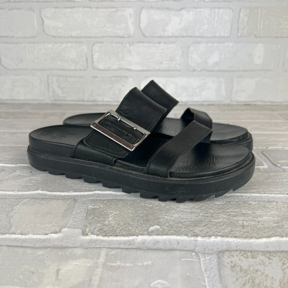 SOREL Roaming Buckle Sandals Womens 7.5 Black Platform Double Strap Slip On